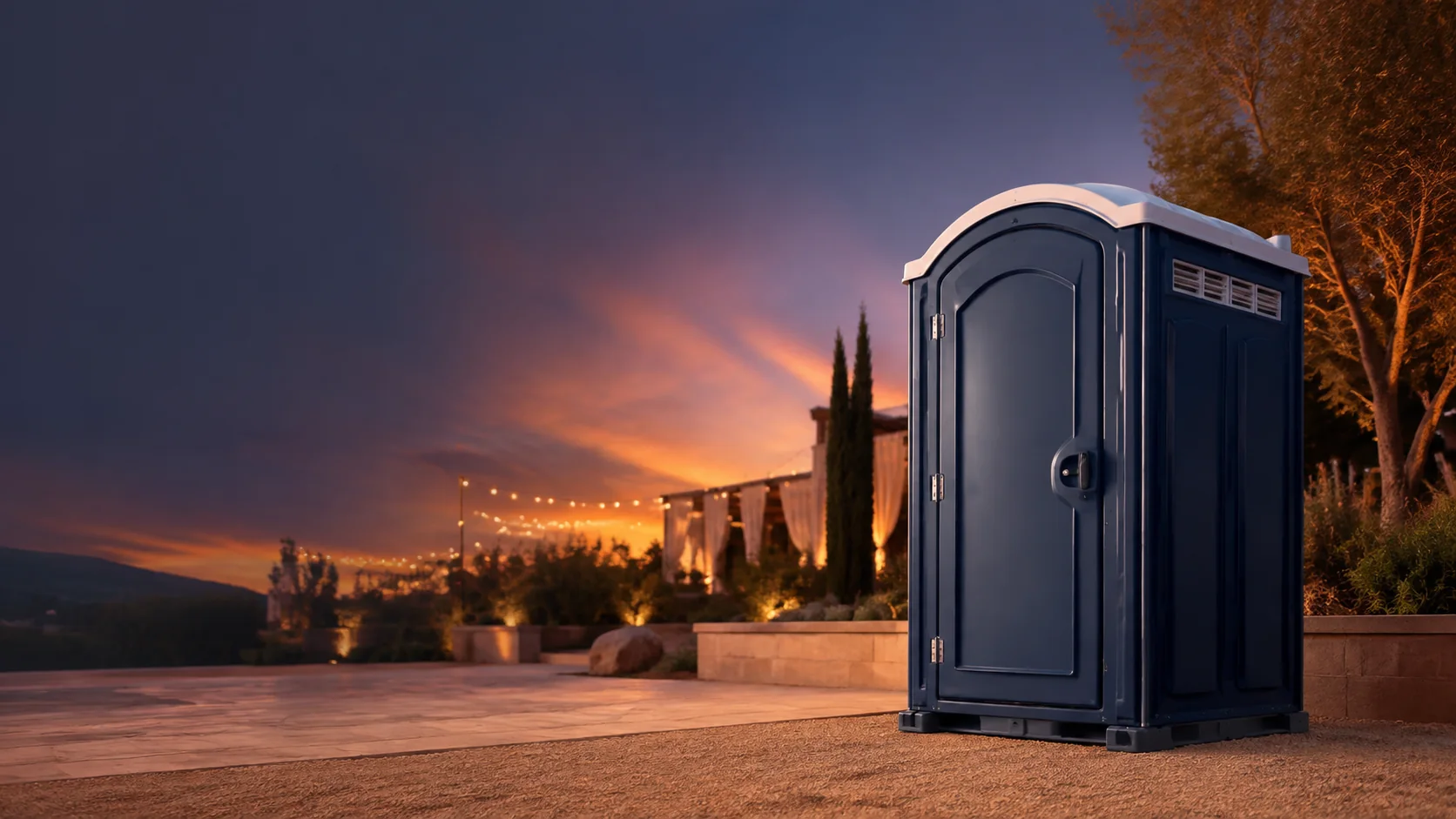 Portable restroom shown for rental planning in Greensboro, NC
